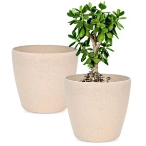 Earth-Friendly Deco 14"Pots and Planters Made with Rice Husk, Pack of 2